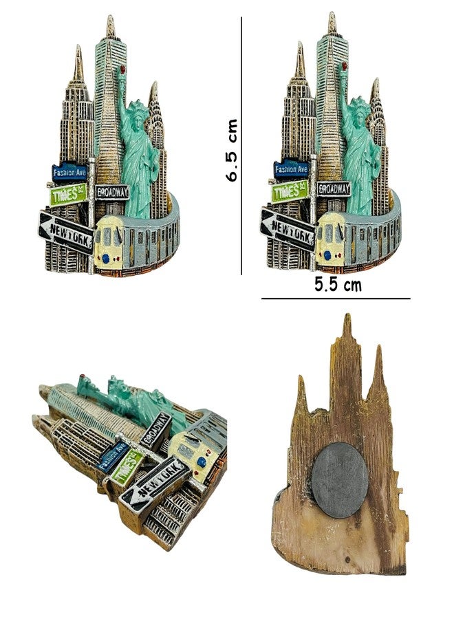 KRIWIN Travel Theme Different Countries 3D Resin Fridge Magnets Pack of 4-London, New York, USA & Switzerland - Image 2